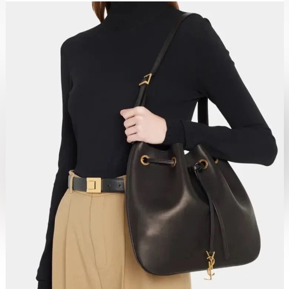 SAINT LAURENT PARIS VII MEDIUM HOBO BAG DARK GREEN LEATHER GOLD HARDWARE NEW - Picture 8 of 16